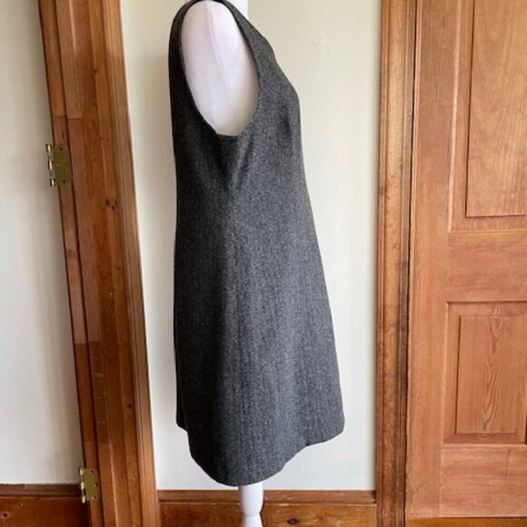 L. L. BEAN Sheath V Neck Herringbone Wool Dress Vintage - Picture 11 of 15